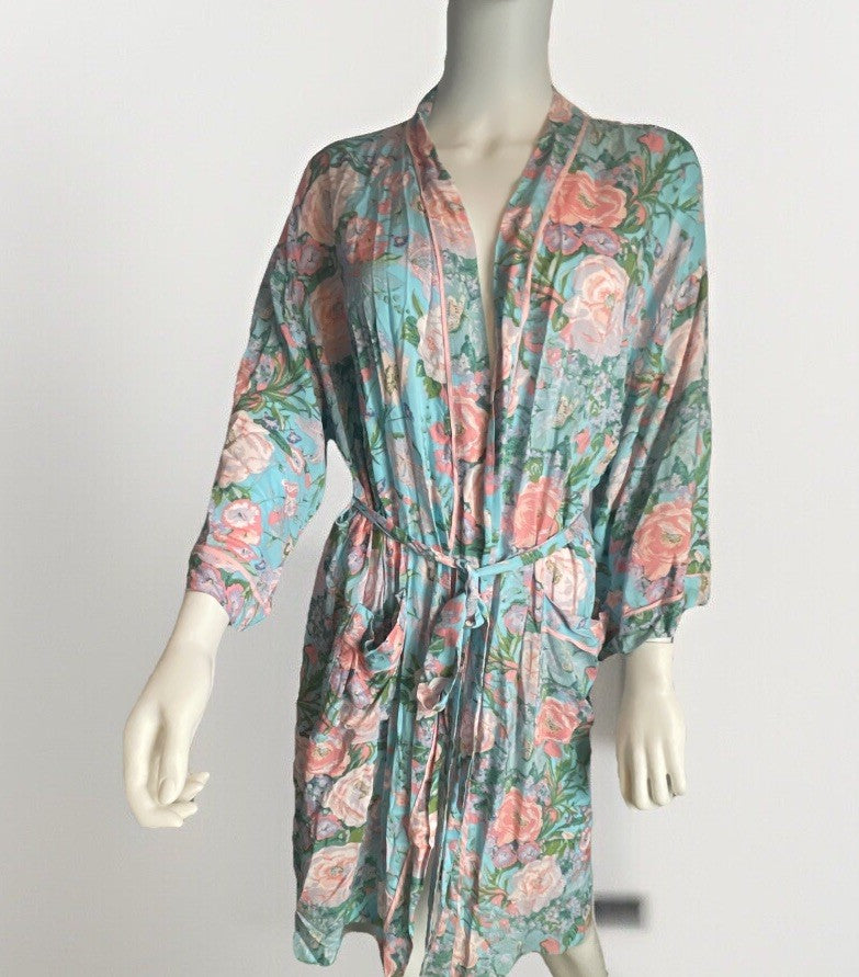 Sanctuary Women's Floral 3/4-Sleeve Wrap Robe Size XS