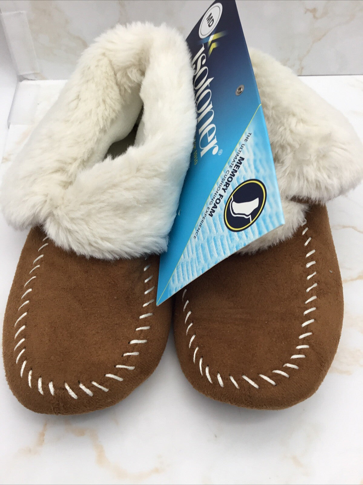 Women's Isotoner Microsuede Noela Boot Slippers, Size: Medium, Brown