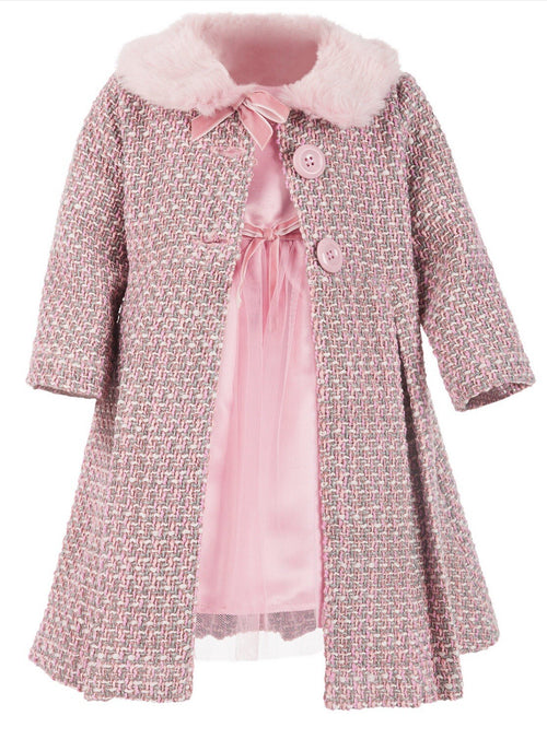 Blueberi Boulevard Baby Girls 2-Pc. Tweed Coat & Dress Set 18Months