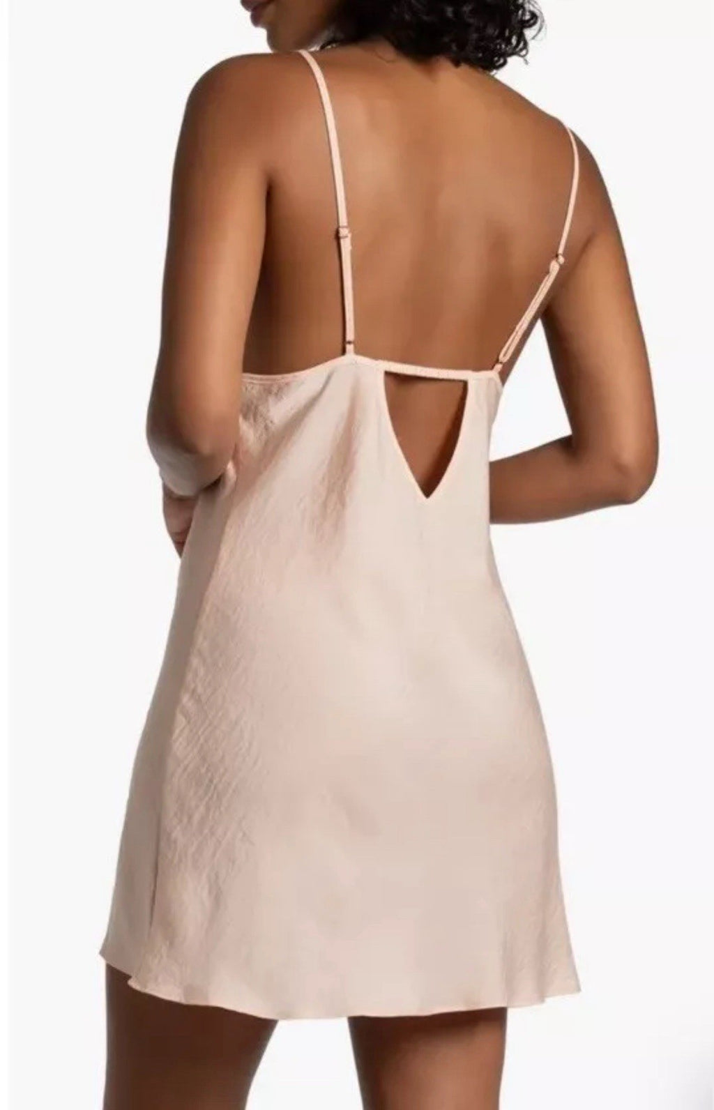 Midnight Bakery  Women’s Fiji Ruffle Trim Satin Chemise L Peach Size M
