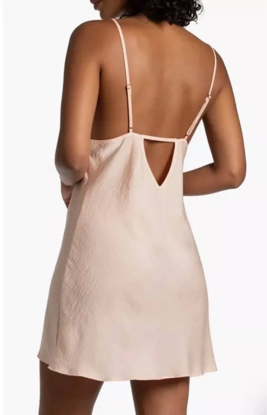 Midnight Bakery  Women’s Fiji Ruffle Trim Satin Chemise L Peach Size M