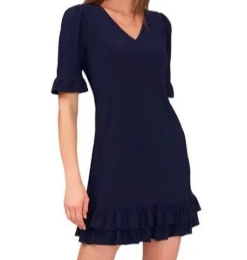 MSK Petites Womens Ruffle Mini Shift Dress PS
