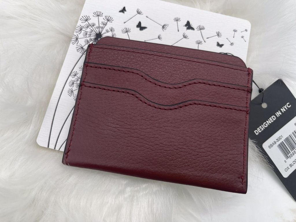 Bespoke New York Pebble Leather Wine Slim Card Case Wallet NWT