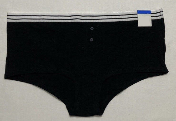 Jenni Intimates Womens Size XL Black Stripe Boyshort Underwear 1 Pair