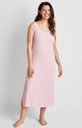 State of Day Women's Ribbed Modal Blend Tank Nightgown Stribe Satin Pink Large 