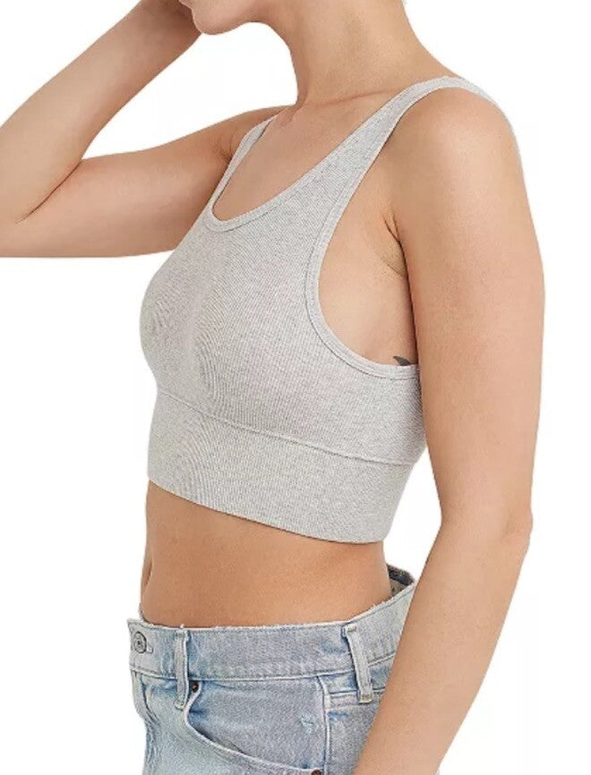 Hanes Women's Originals Cozywear Ribbed Longline Bralette OG116 - Light Steel L