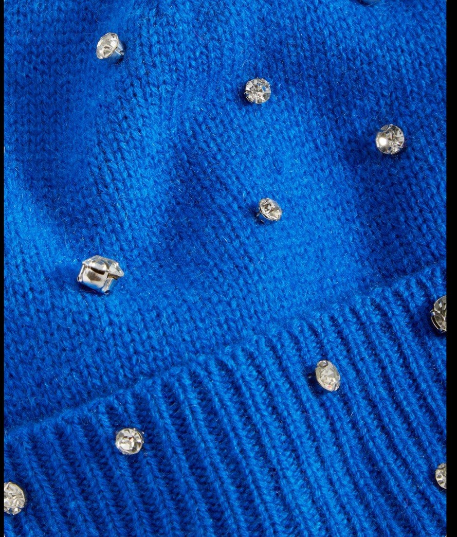 Charter Club Cashmere Embellished Cuffed Beanie, Bright Marine 