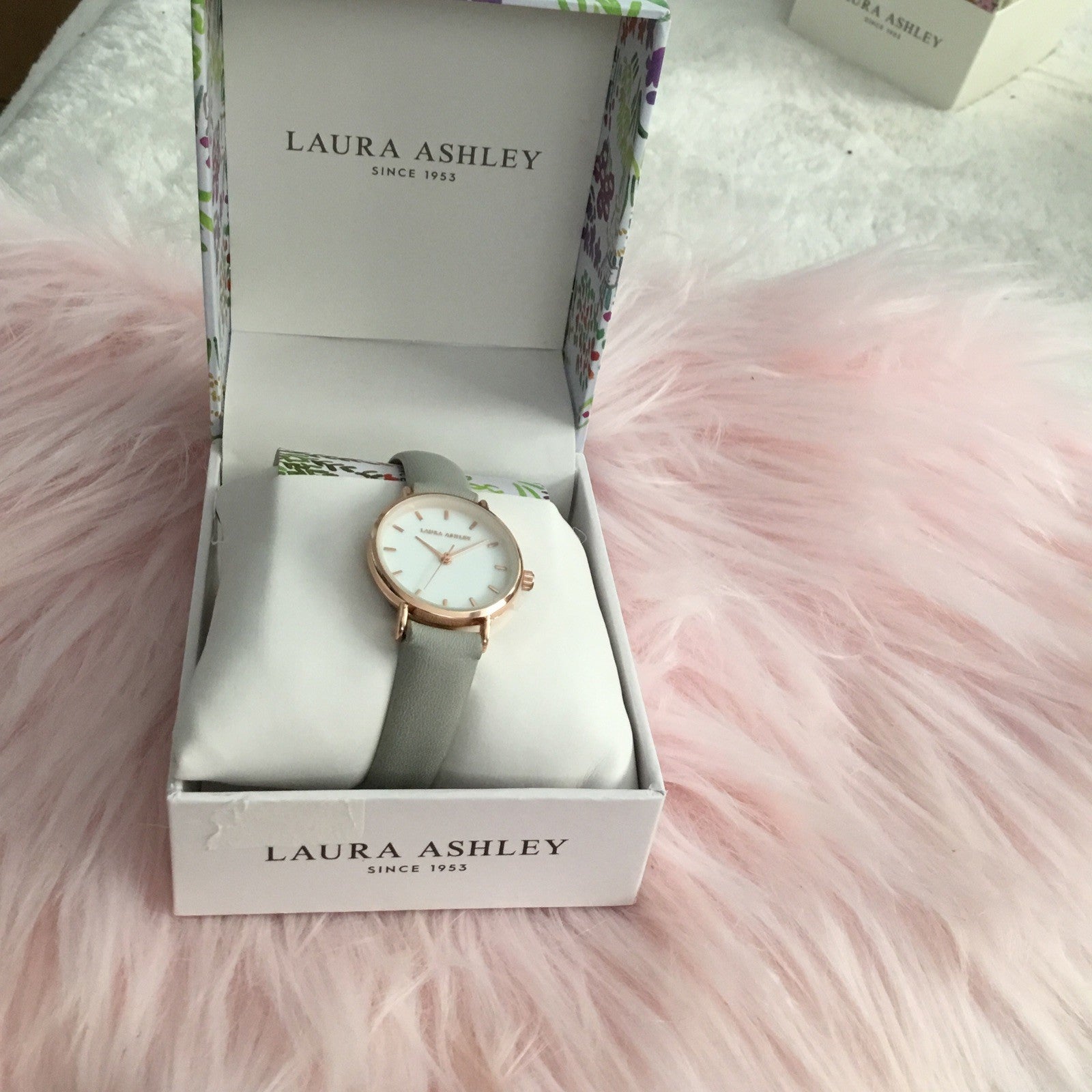 Laura Ashley Women's Mini Slim Clean Gray Strap Watch 