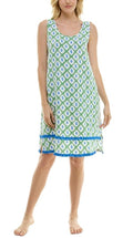 Roudelain Women's Printed Tassel-Trim Tank Nightgown Cardomon Geo S