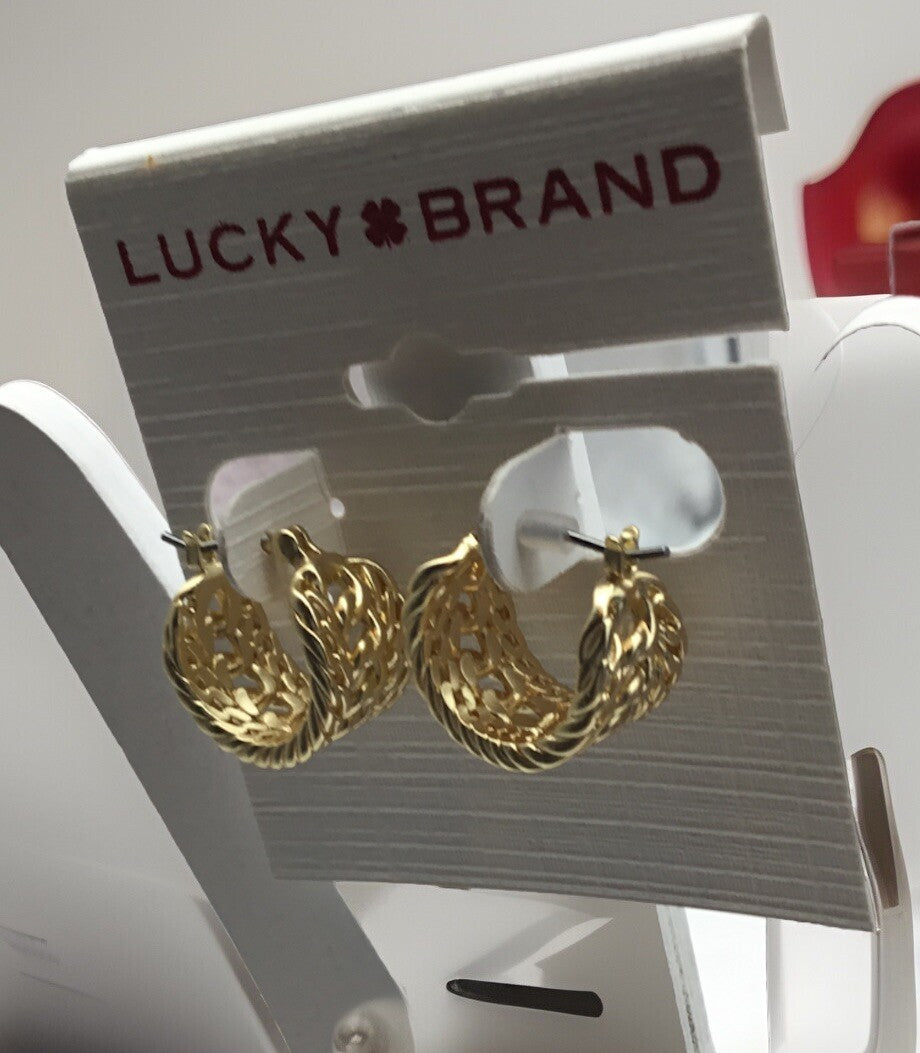 Lucky Brand Hypoallergenic Small Hoops Earrings Gold Tone