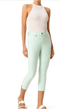 HUE Women's Ankle Slit Essential Denim Capri Leggings, Aqua Foam Size Small 