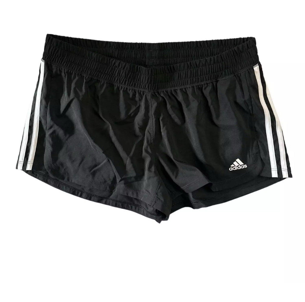 Adidas Pacer Shorts Women's Black/White Size XXL 3 Stripe Knit Polyester Gym