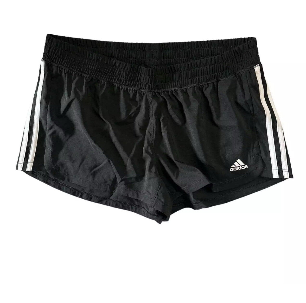 Adidas Pacer Shorts Women's Black/White Size XXL 3 Stripe Knit Polyester Gym
