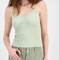 Hippie Rose Juniors' Seamless Lace-Trim Tank - Fresh Sage, M
