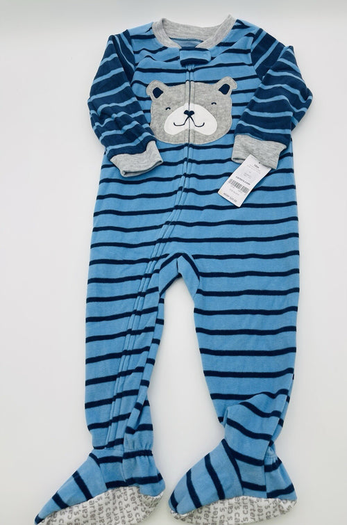 Carter's Baby Boy's Bulldog Puppy Striped Blue Pajama Sleeper, Size 24 Months