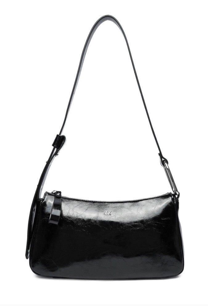 Like Dreams Maverick Shoulder Bag Black Patented Silver