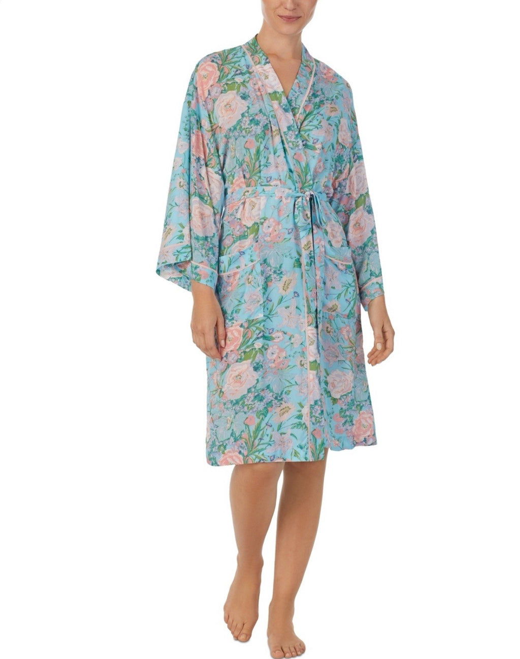 Sanctuary Women's Floral 3/4-Sleeve Wrap Robe Size XS