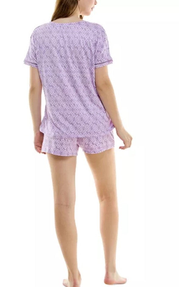 Roudelain Women's 2-Pc. Printed Short Pajamas Set 503 Lilac XL