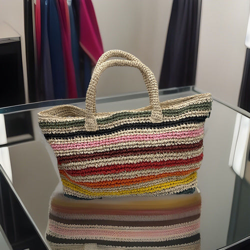 Bloomingdale’s Exclusive Aqua Straw/paper/linen Beach XL Tote $138