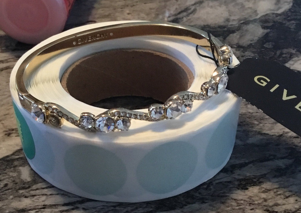 Givenchy Crystal Scroll Bangle Bracelet Gold Tone 