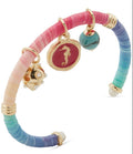 lonna & lilly Gold-Tone Mixed Stone Sea-Motif Charm Raffia-Wrapped Cuff Bracelet