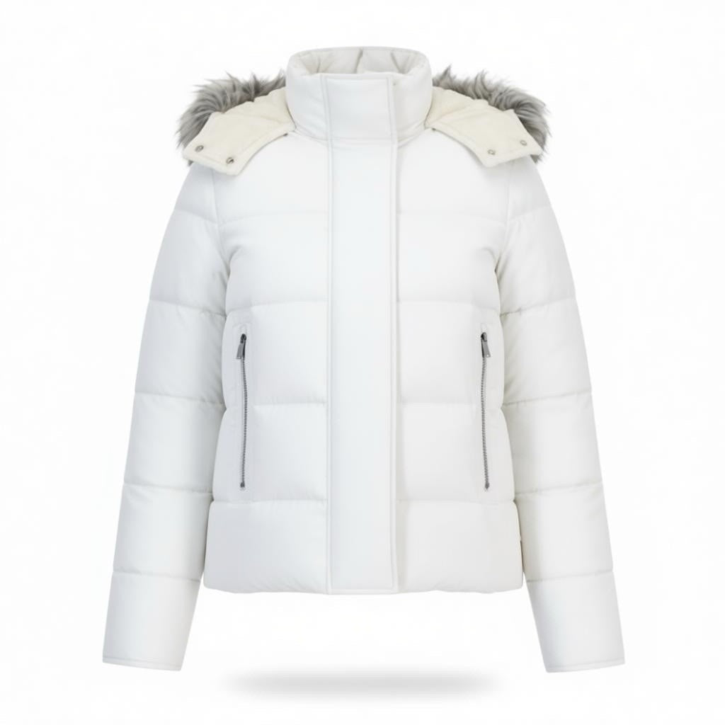 Maralyn & Me Juniors' Faux-Fur-Trim Hooded Puffer Coat Winter White Size M