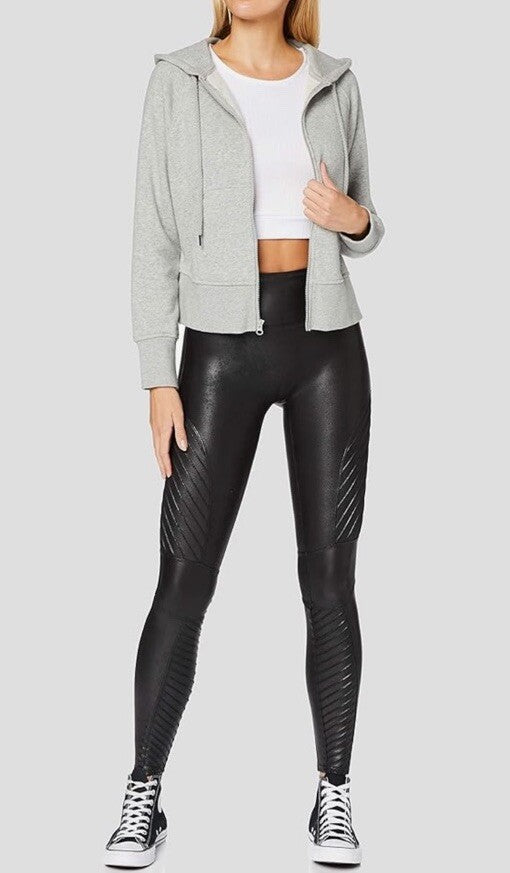 Spanx Faux Leather Moto Skinny Leggings Size Medium M Pants Very Black NWT