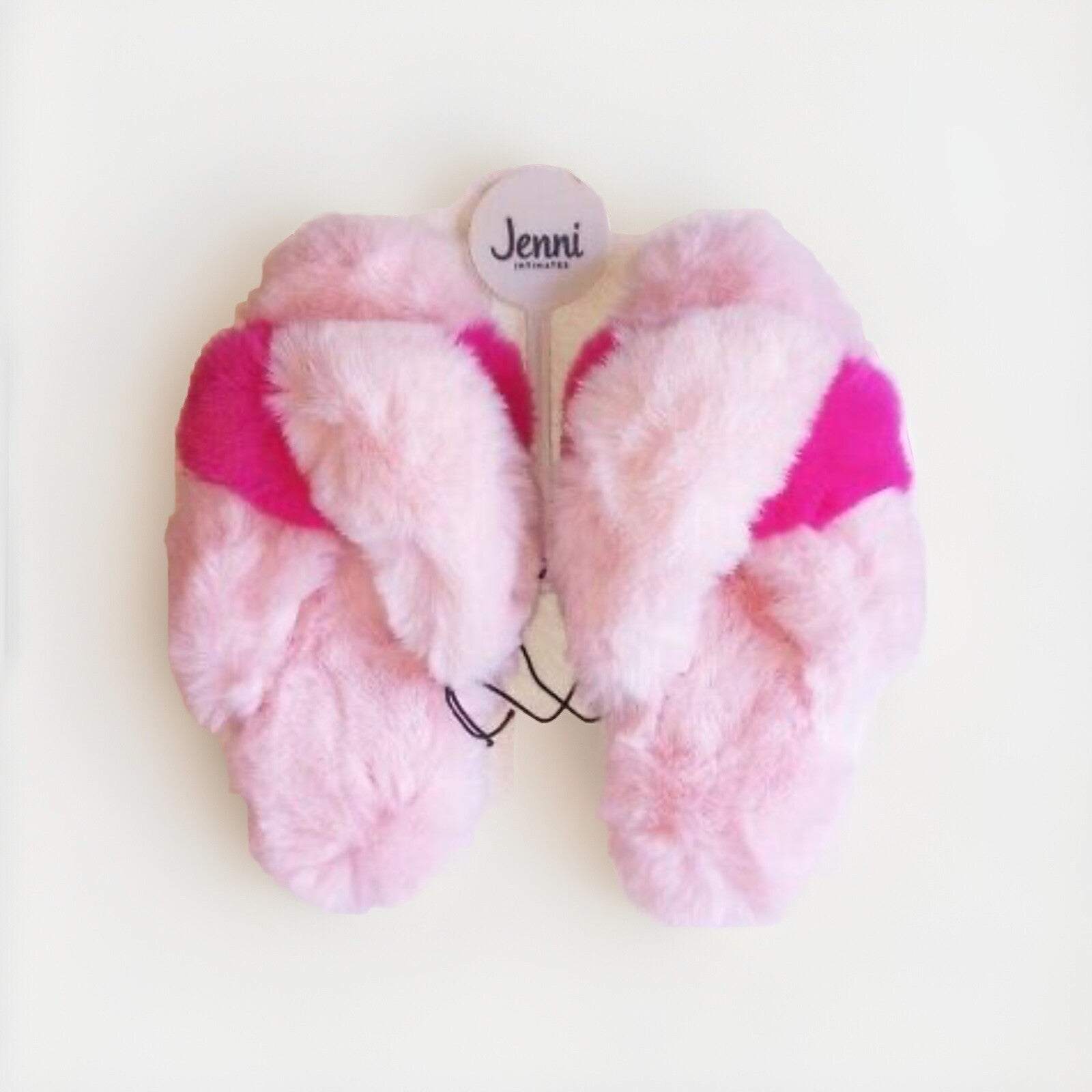 Jenni Faux Fur Solid Crossband Slippers L 9-10 Super Soft Two-Tone Pinks