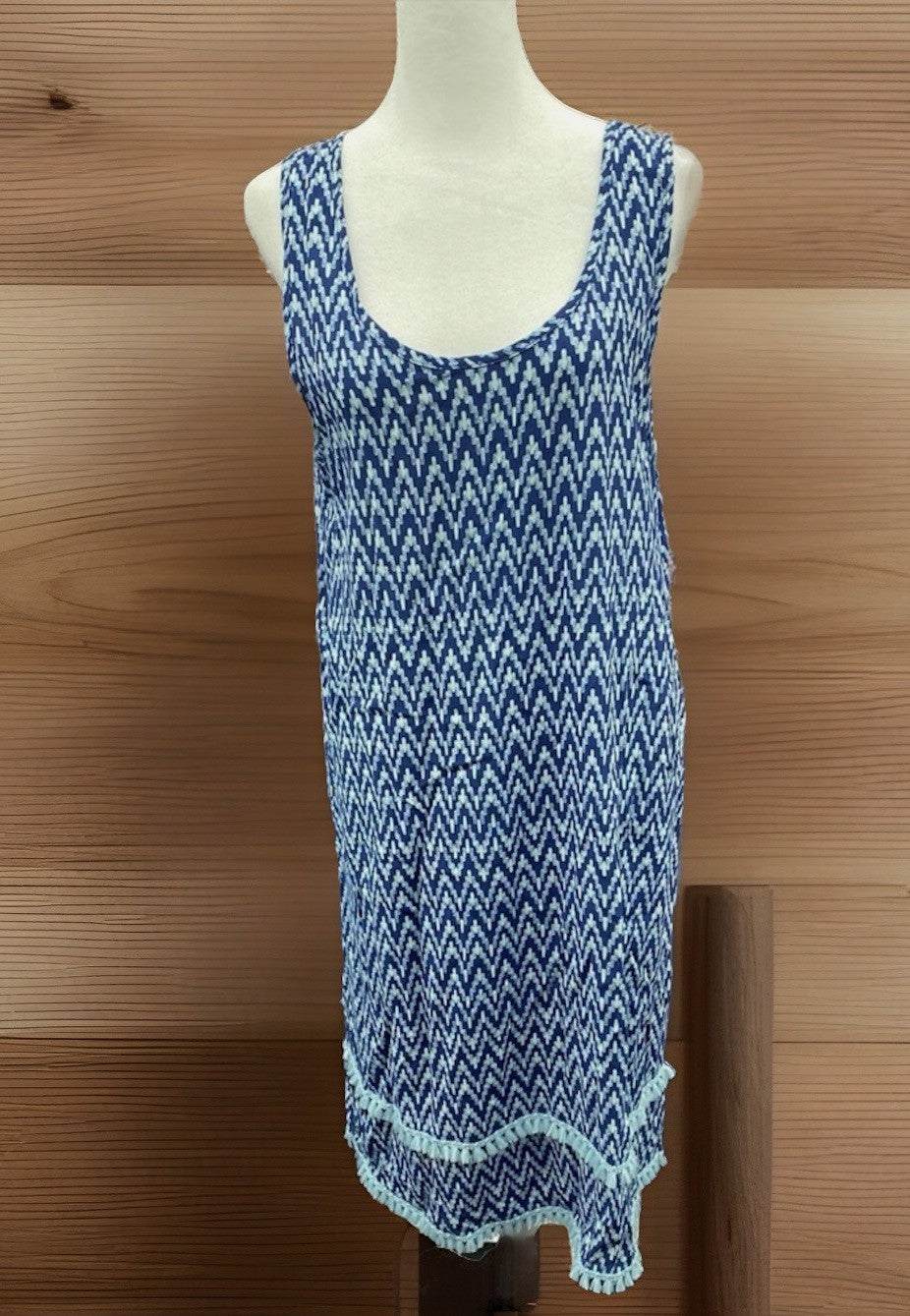 Roudelain Women's Printed Tassel-Trim Tank Nightgown - Slash Geo Size S