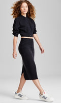 And Now This Women's Denim Back-Slit Midi Skirt Black Wash XS