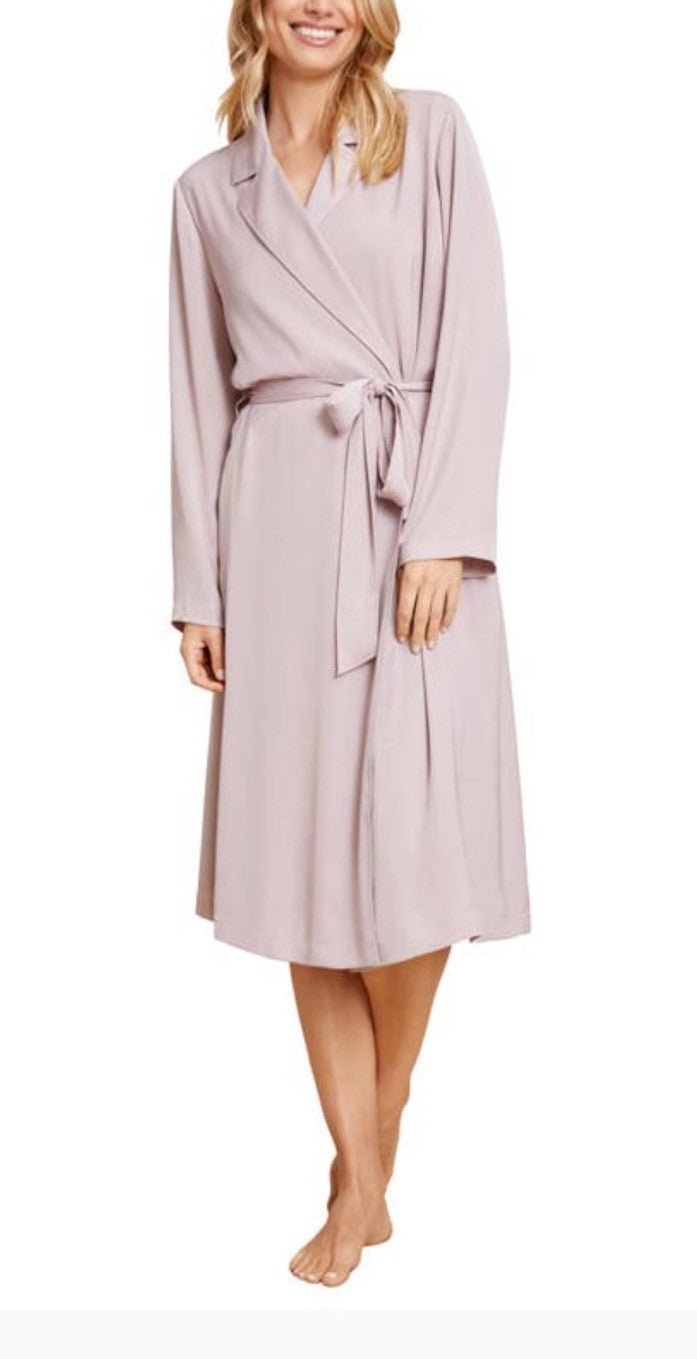 BAREFOOT DREAMS Satin Notch Collar Robe Feather Color Size M