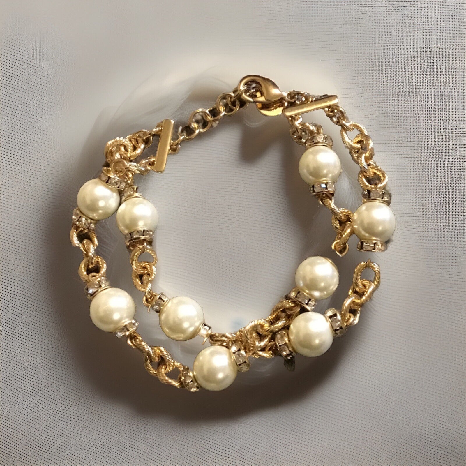 Charter Club Gold-Tone Pavé Rondelle Bead & Imitation Pearl Double-Row 