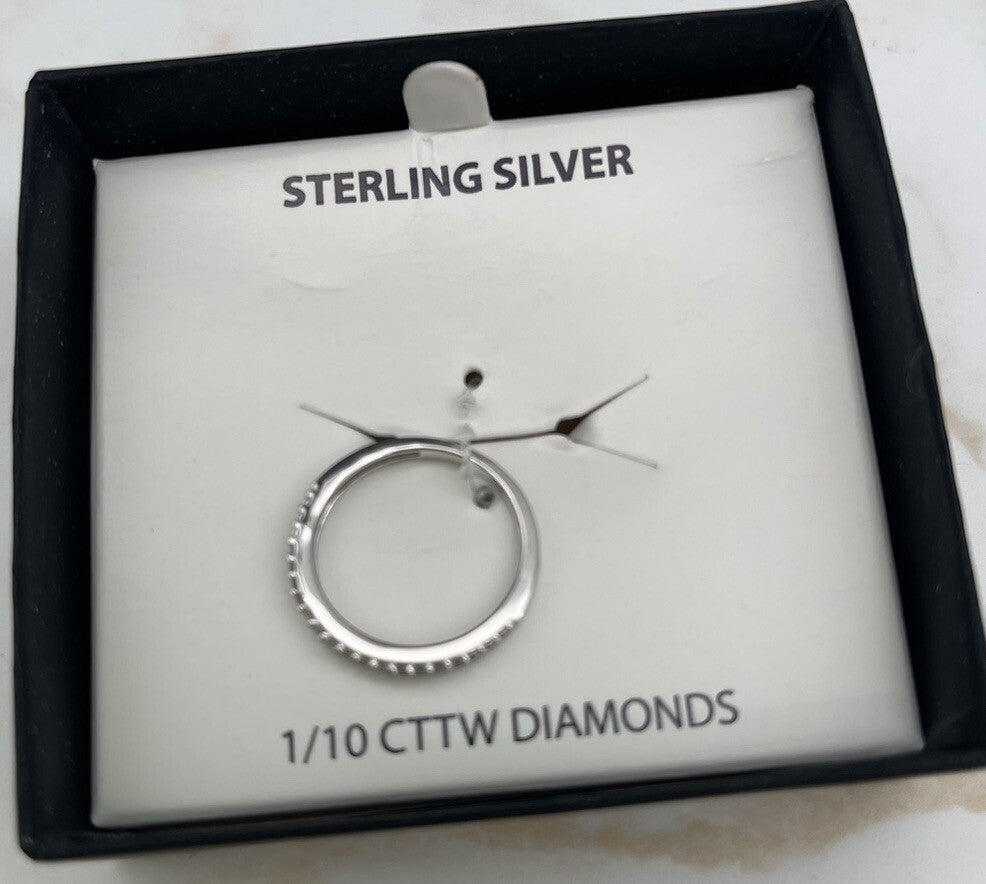 R.h.Macy & Co Sterling Silver 1/10 Cttw Diamonds Women’s Band Ring 