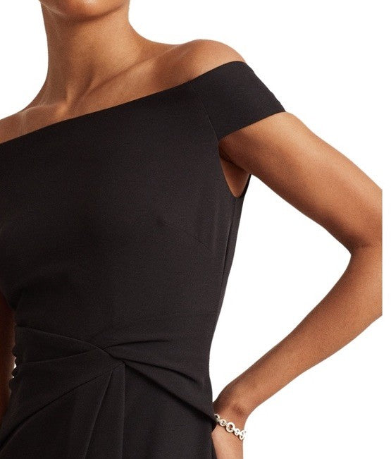 Lauren Ralph Lauren Women's Off-The-Shoulder Column Gown Black Size 14
