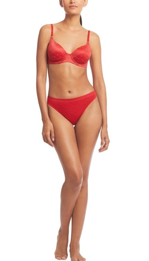 Lauren Ralph Lauren Comfort Collection Repeat-Logo T-shirt Bra Size 38D Red