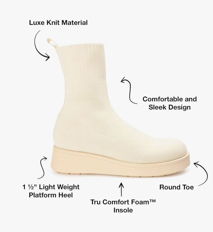 Journee Collection Women's Ebby Sock Booties Cream 12