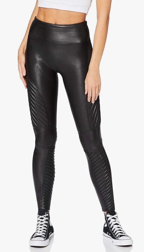 Spanx Faux Leather Moto Skinny Leggings Size Medium M Pants Very Black NWT