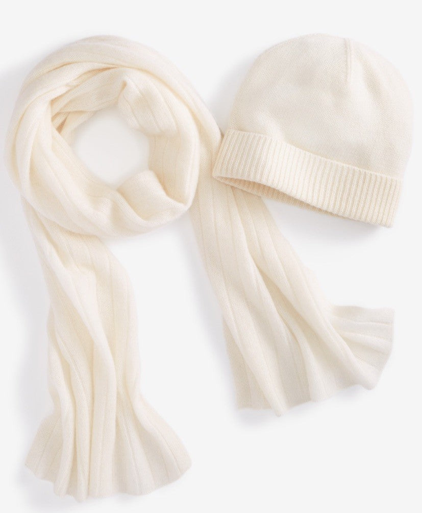Charter Club Ribbed 100% Cashmere Scarf Women's One Size Vanilla Ice