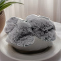 JENNI Intimates faux fur crossband open-toe slide slippers GREY Size L 9-10