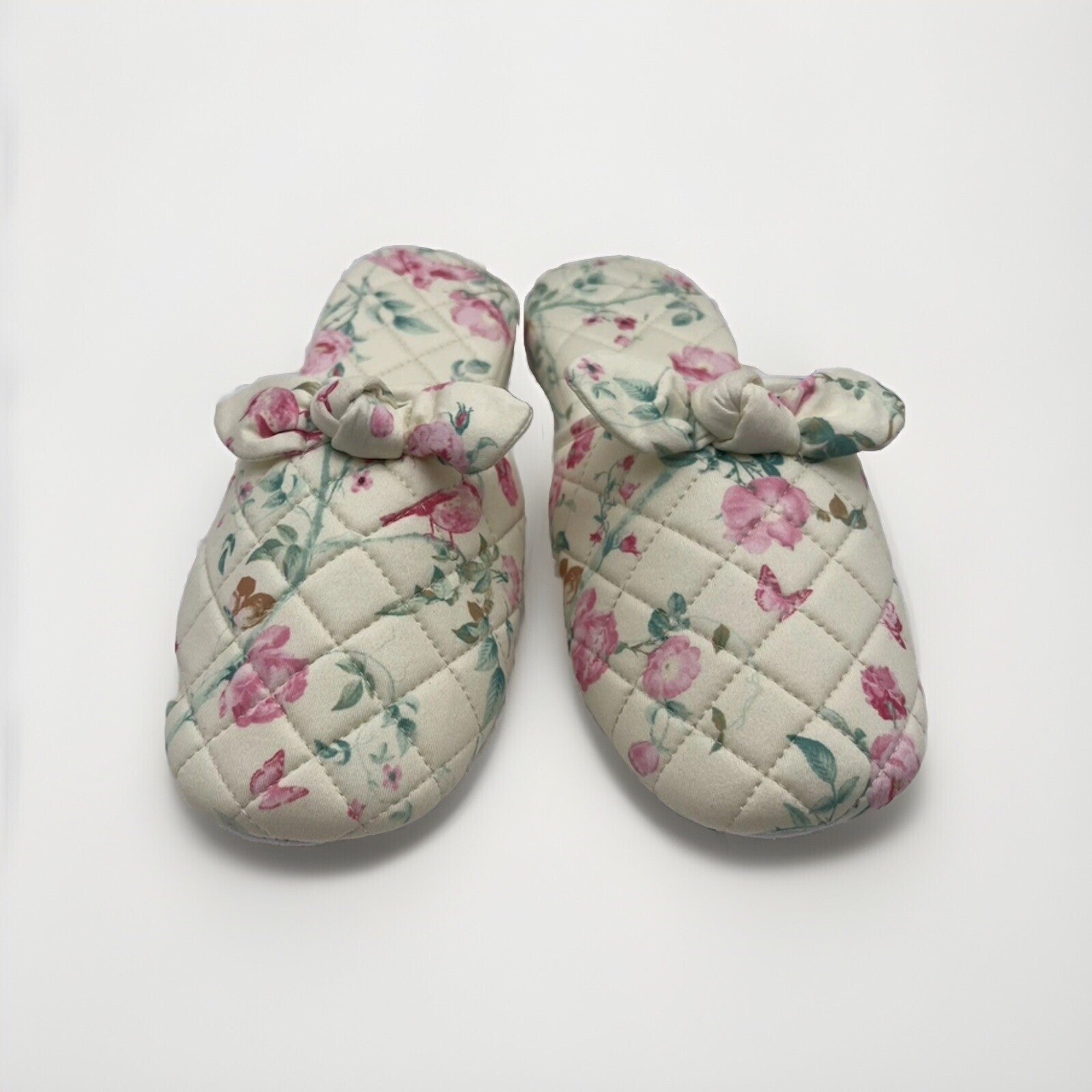 Charter Club Memory Foam Women’s Slippers S 5-6 Yellow With Flowers 