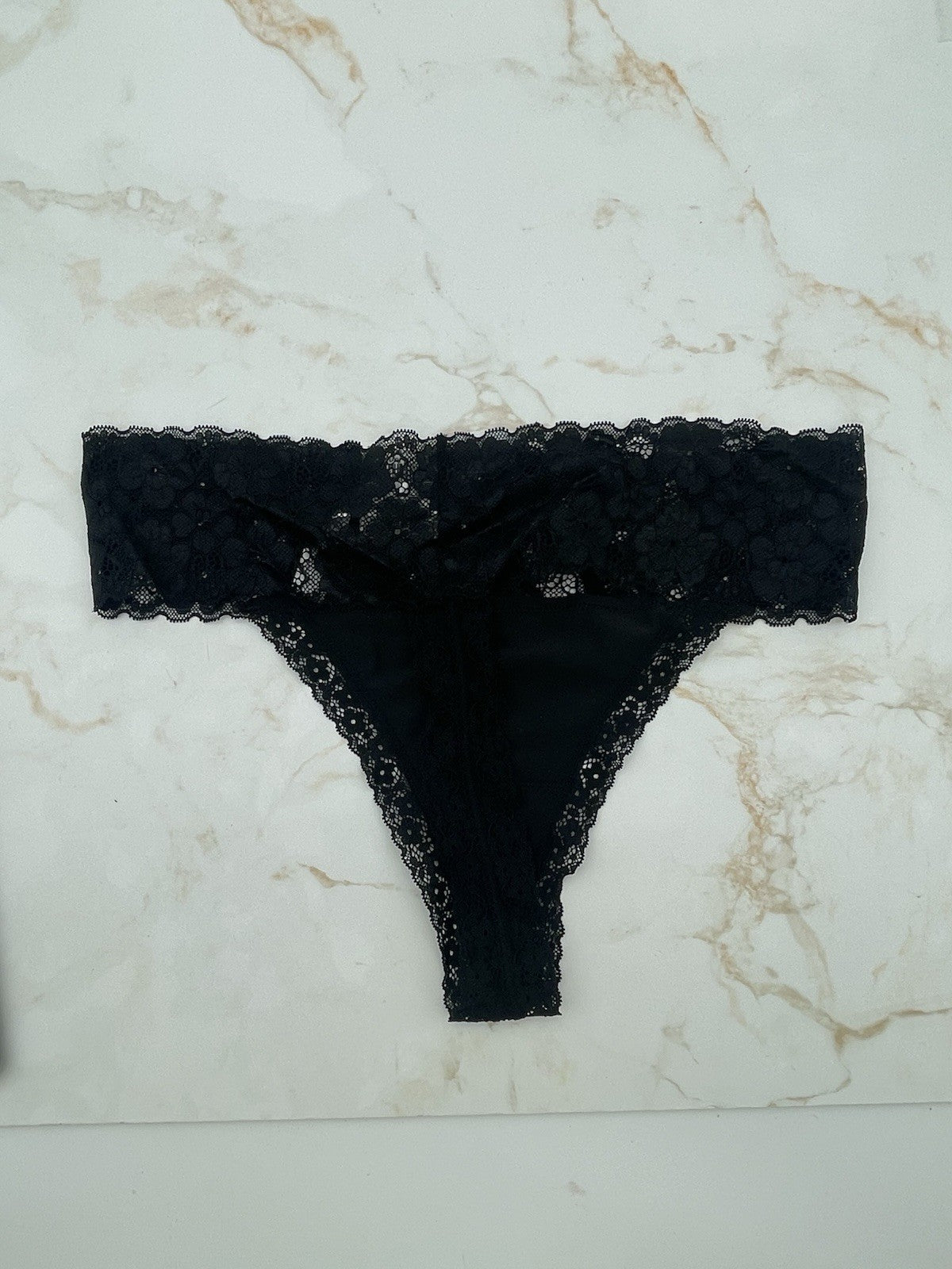 Jenni Intimates Lace-Trim & Leopard Lace Thong Underwear - Size L