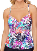 Island Escape Women's White Printed Gemini Underwire Tankini Swim Top Size 8