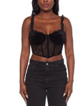 • Chrome Product Details Alex & Sophia Juniors' Velvet-Trim Lace Corset Top 9/10