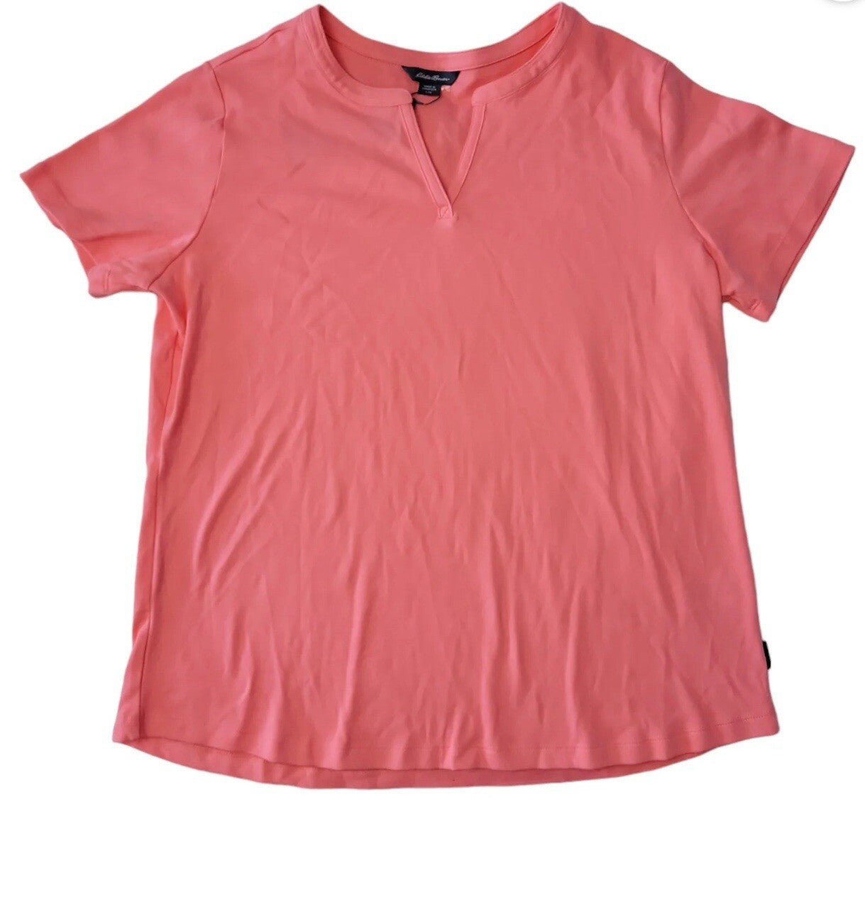 Eddie Bauer Women's Soft Easy Fit Short Sleeve V Neck Tee Medium Turquoise