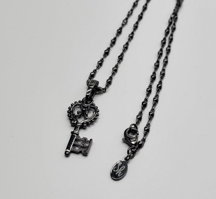 South Hill Designs Key Pendant Necklace Bead Chain Lobster Closure Black 28" New