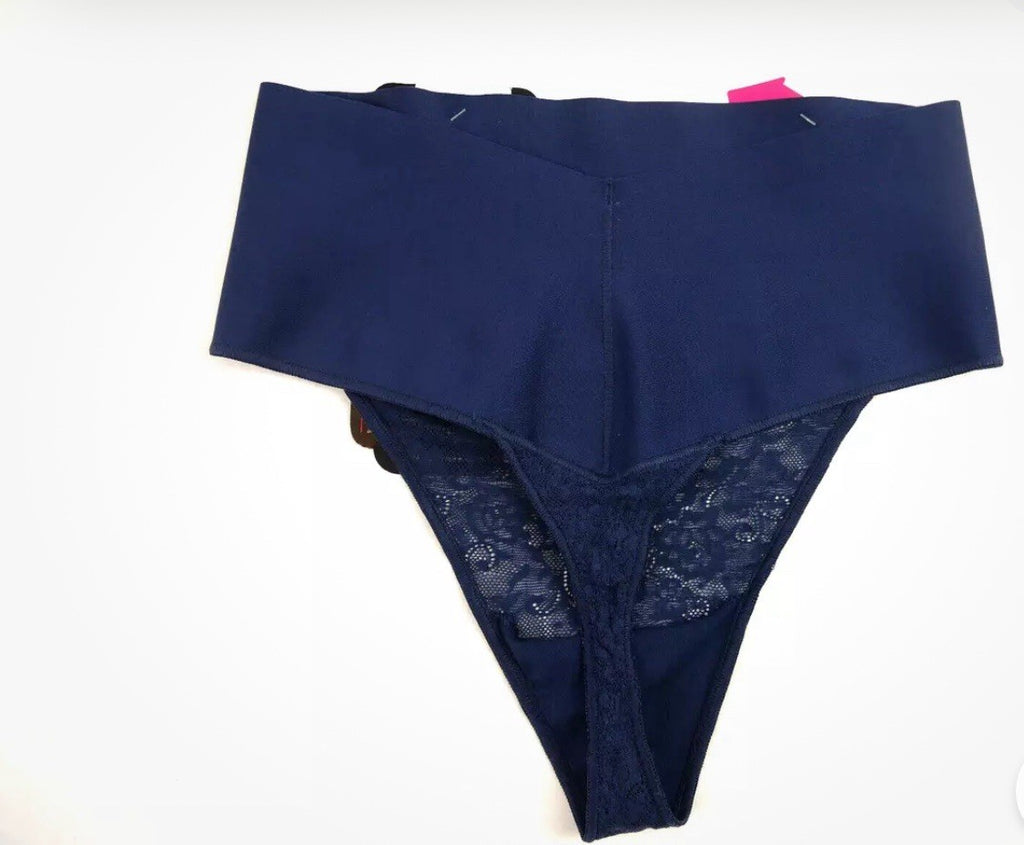 Maidenform Tame Your Tummy Firm Control Navy Lace Thong Panty Large L DM0049