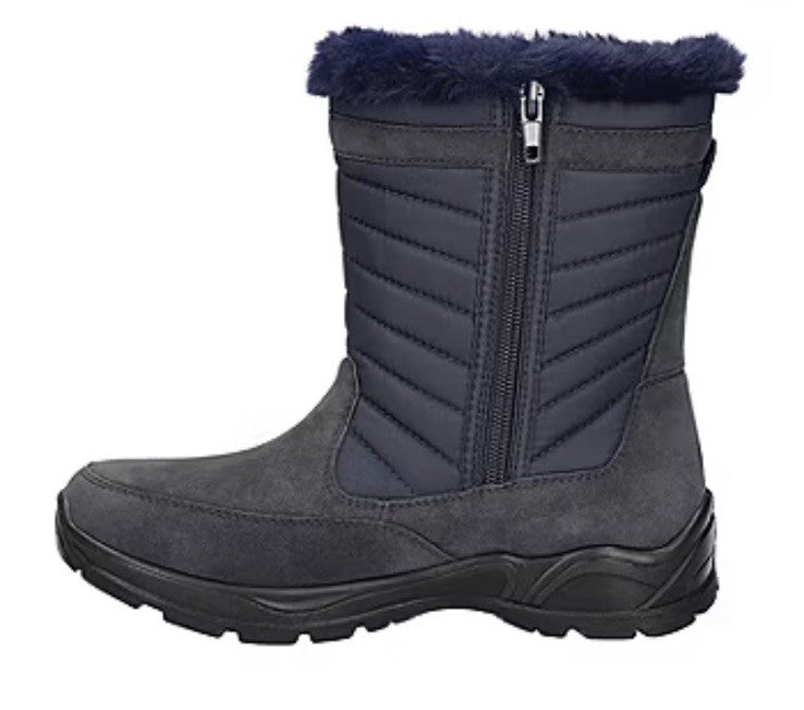 Easy Street Women's Frazer Slip Resistant and Waterproof Side Zip Boots Navy 9 M