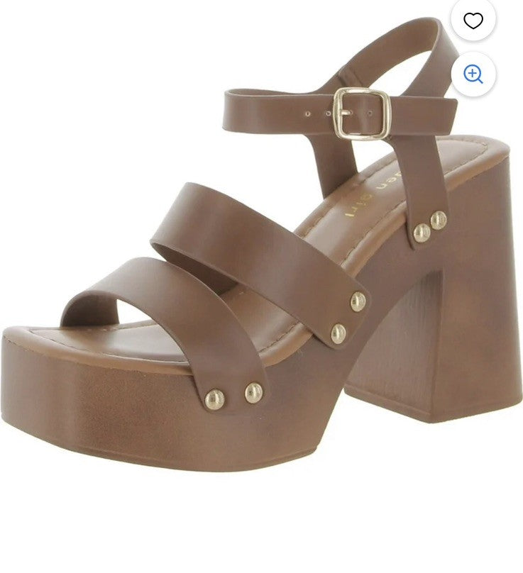 Madden Girl Women's Greenville Studded Platform Sandals Whiskey 11