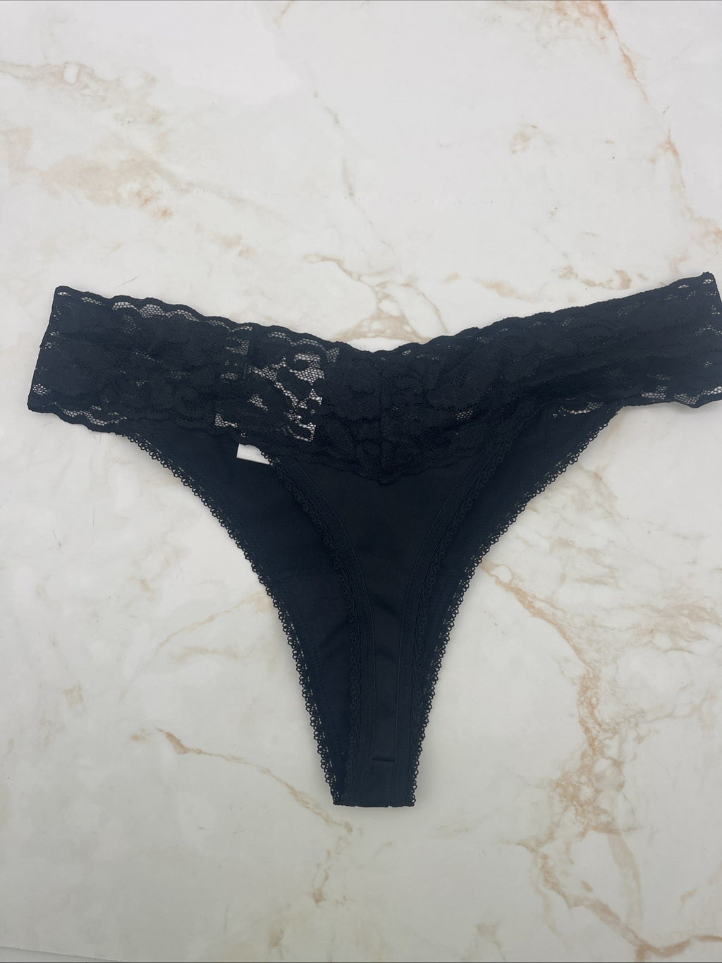 Inc International Concepts Women’s Lace-Trim Thong Underwear, Black, Medium