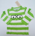 First Impression Toddler Boys Green White Striped Long Sleeve Graphic T Shirt 2T